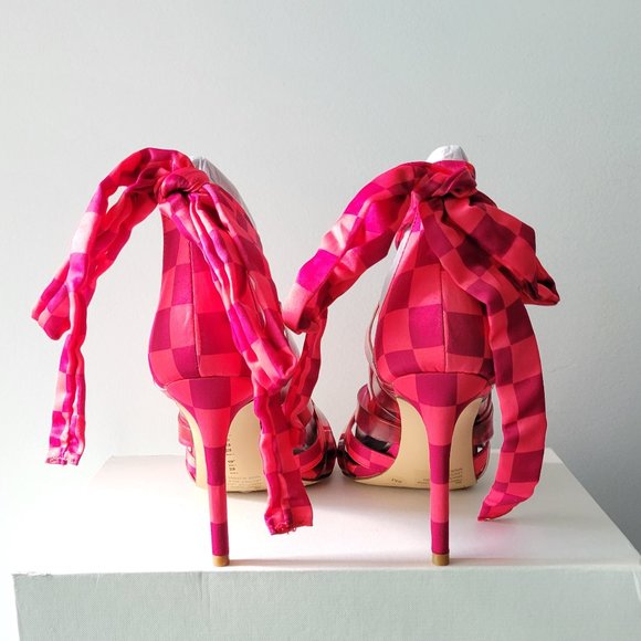 $49 NWT Gianni Bini Checkered Ankle Wrap Lace-Up Strap - Picture 6 of 12